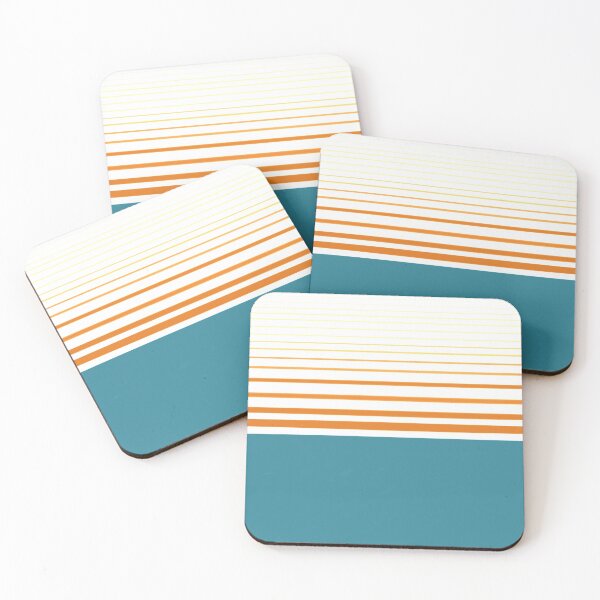 Item preview, Soothing Horizon: Teal Blue and Pumpkin Orange Minimalist Color Block Stripes on White designed and sold by kierkegaard.