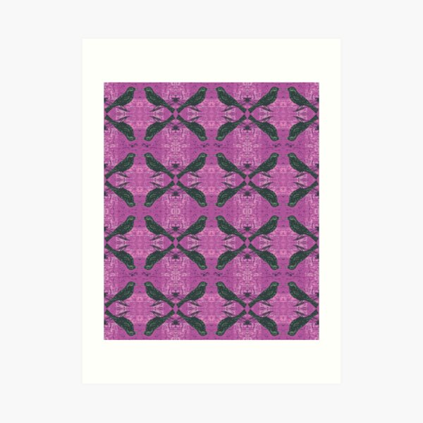 Hippie Blackbirds on Purple Art Print