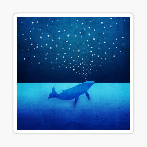 Whale Spouting Stars at Night Sticker