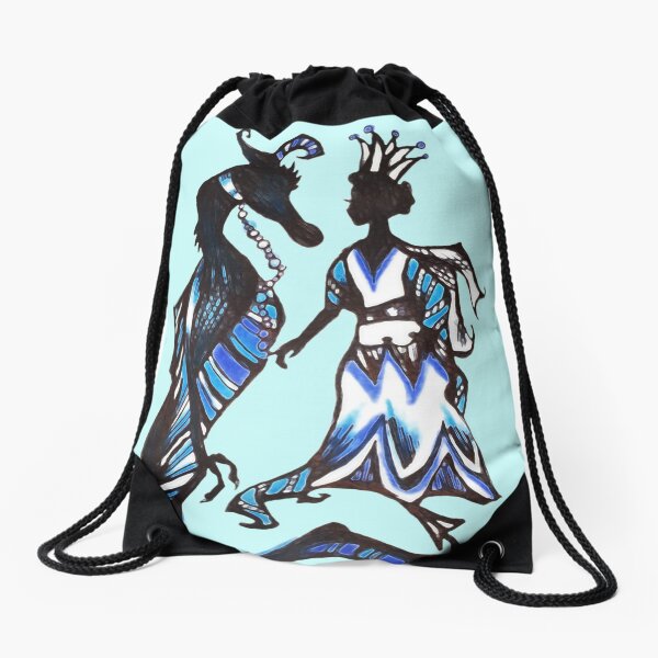 Sapphire Sky Serpent Drawstring Bag