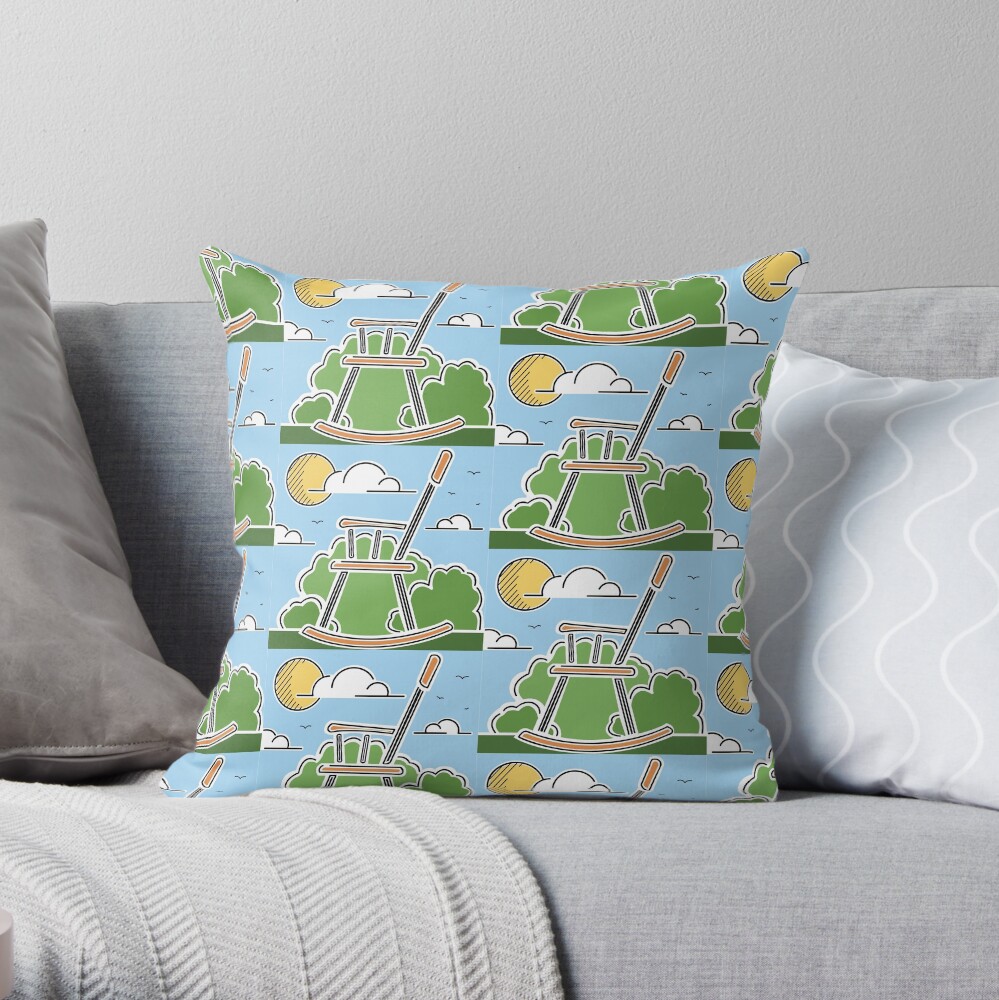 World's Largest Rocking Chair Illustration | Big Things Small Town | Casey Illinois Throw Pillow