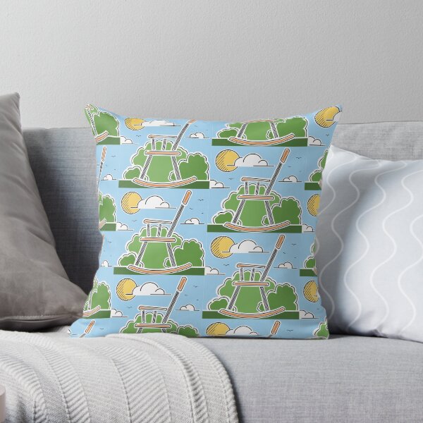 World's Largest Rocking Chair Illustration | Big Things Small Town | Casey Illinois Throw Pillow