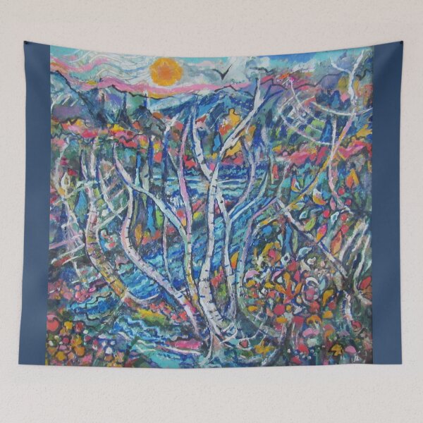 Item preview, River Birches (encaustic wax paint) designed and sold by JeanBFitzgerald.
