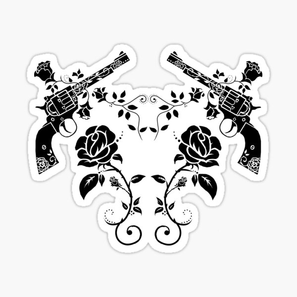 Diseño de Rosas y Armas. Pegatina