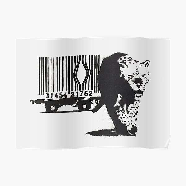 Oeuvre de Banksy pour les droits des animaux, Impressions de codes à barres Jaguar Tiger, Affiches, Sacs, T-shirts, Hommes, Femmes, Jeunes Poster
