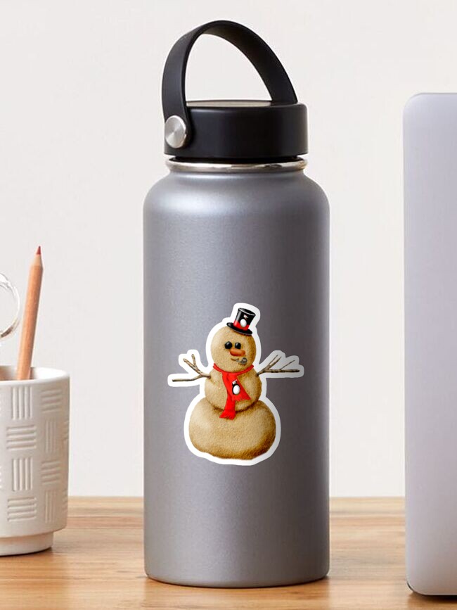 Sand Snowman on the Beach Aluminum Water Bottle