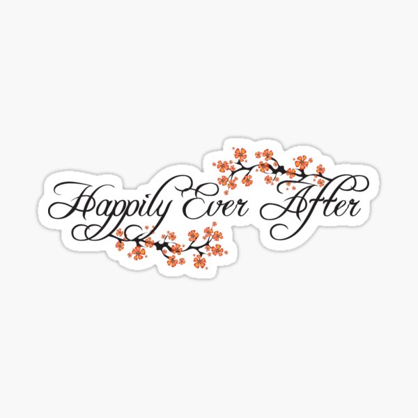 Black Script Happily Ever After Tropical Hibiscus Flower Fusion Swirls Sticker