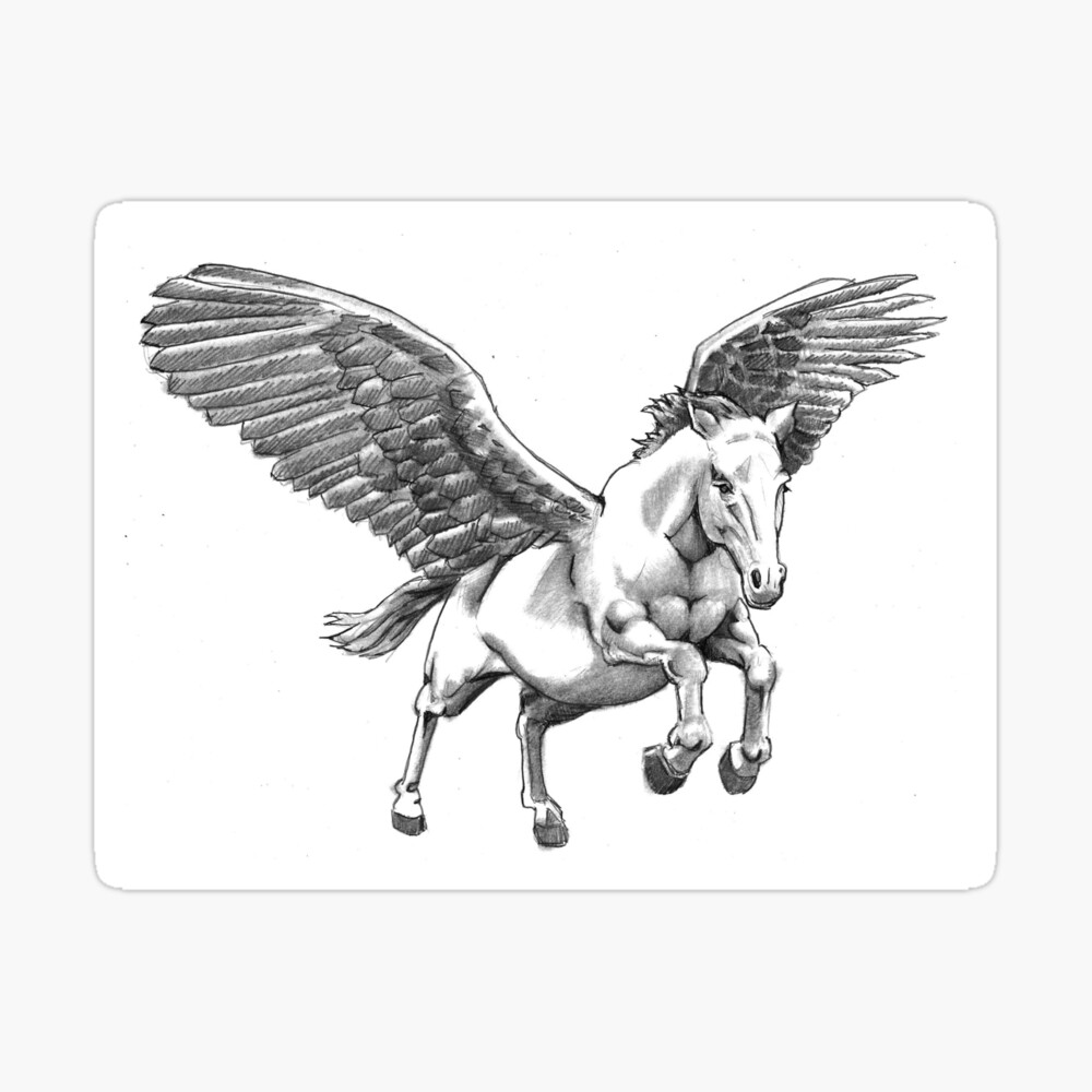 Engraving winged horse Royalty Free Vector Image