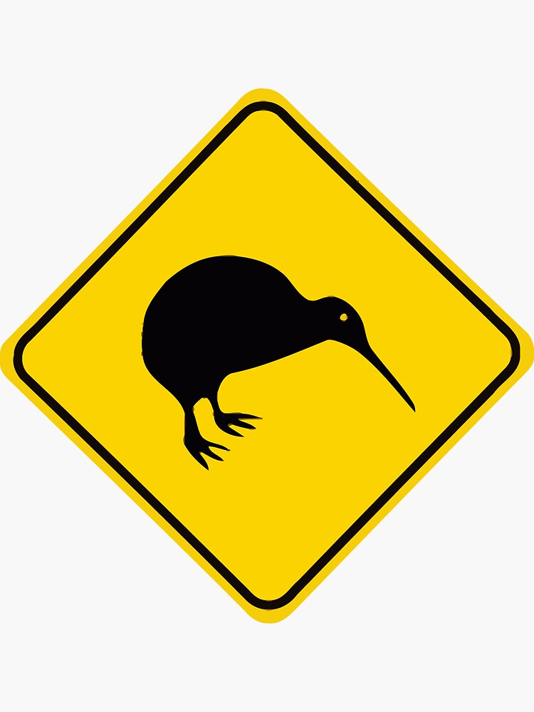 "Warning Kiwi" Sticker by jonathanhughes Redbubble