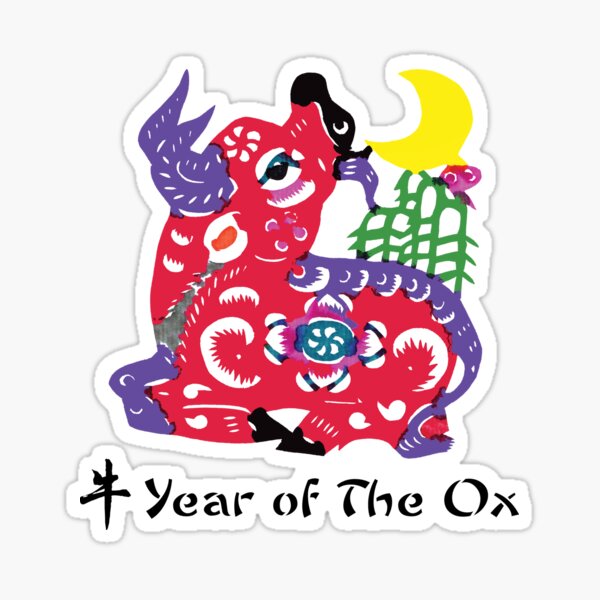 Chinese Year of The Ox Painted Paper Cut Sticker