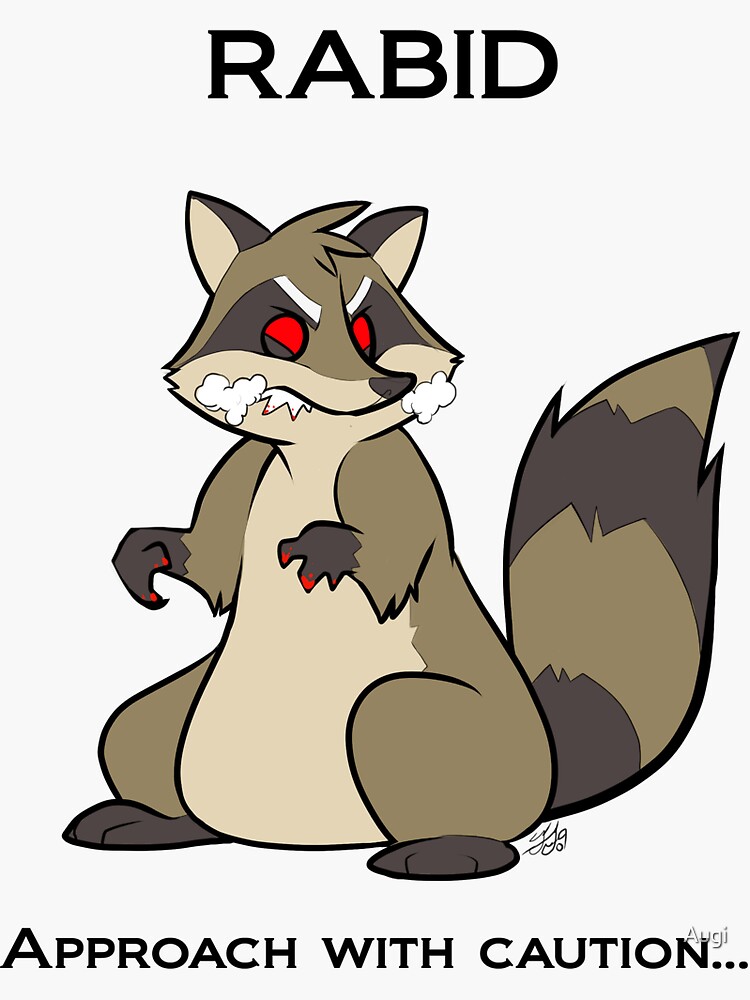 "Rabid Raccoon" Sticker by Augi | Redbubble