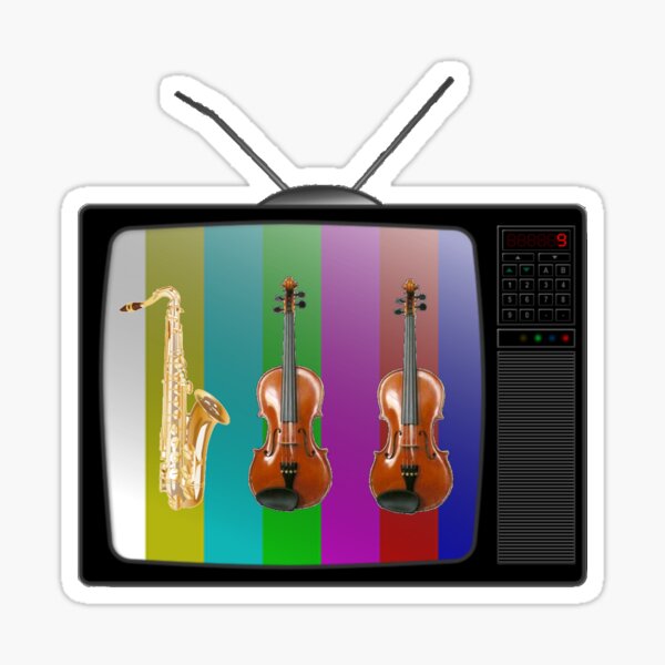 "Sax and Violins on TV" Sticker for Sale by ProfessorM Redbubble