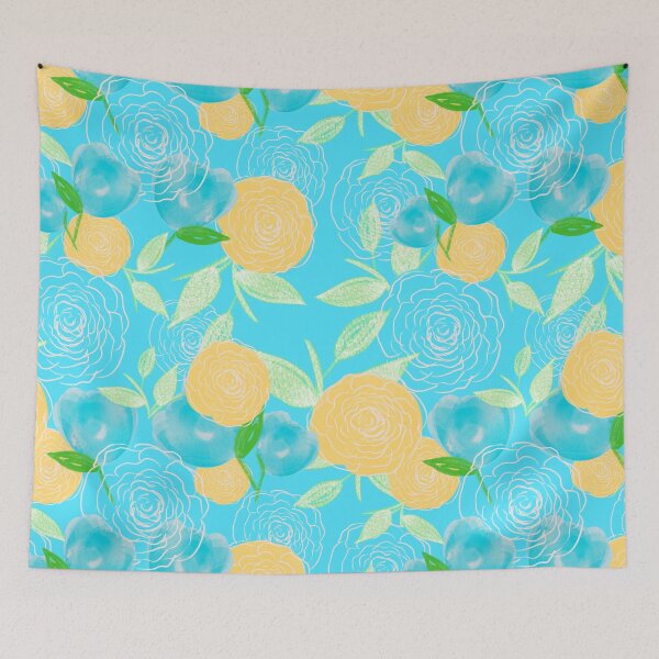 Item preview, 06 Yellow Blooms on Blue designed and sold by MathisDesigns.