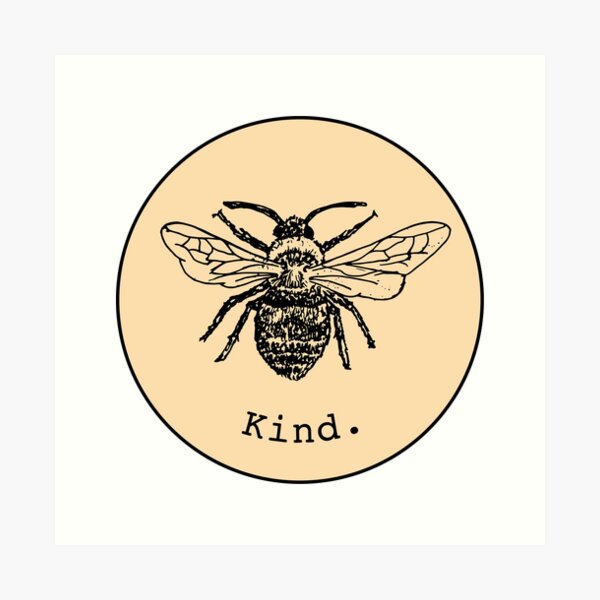 Bee kind (light yellow/orange) Art Print