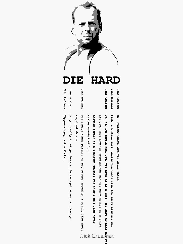 "Die Hard" Sticker for Sale by graalman Redbubble