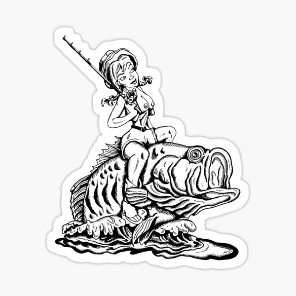 Pinup Girl Fishing Stickers for Sale, Free US Shipping