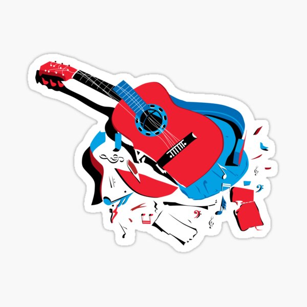 broken guitar stickers redbubble