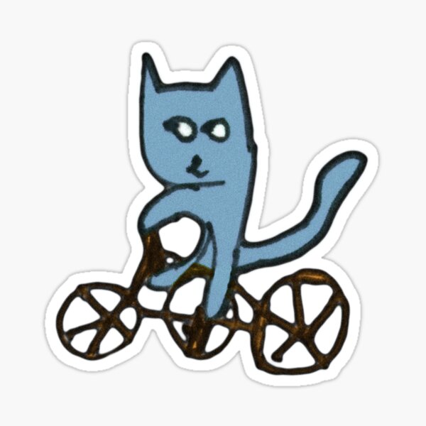 Artikel-Vorschau von  und sie ist sechseinhalb. Dies ist eine Katze, die Fahrrad fährt und auf ein Stück Pappe gezeichnet hat, das ich vom Boden aufgehoben habe.
Ich habe es eingekauft und Farben und alles hinzugefügt, designt und verkauft von stib.