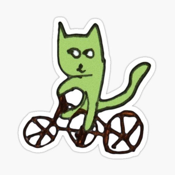 Artikel-Vorschau von  und sie ist sechseinhalb. Dies ist eine Katze, die Fahrrad fährt und auf ein Stück Pappe gezeichnet hat, das ich vom Boden aufgehoben habe.
Ich habe es eingekauft und Farben und alles hinzugefügt, designt und verkauft von stib.