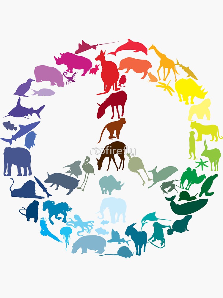 Peace animal. Наклейка Планета животных. Дизайн стикеров мы за мир.