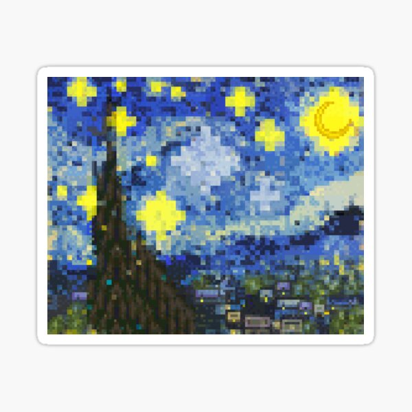 8-bit Starry Night Sticker