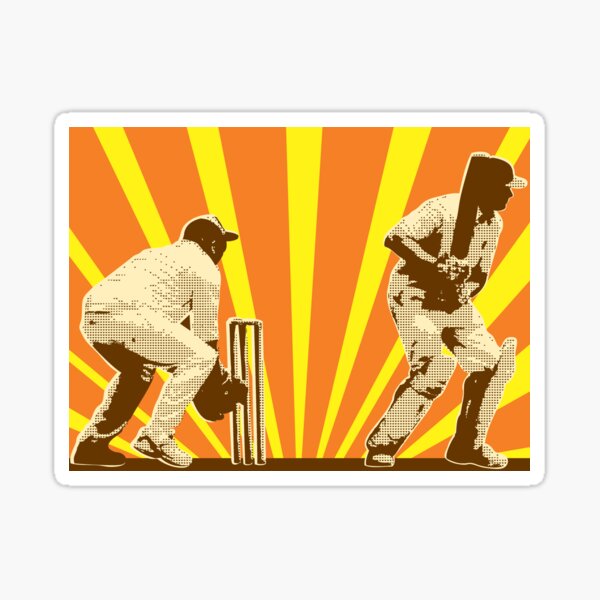 Vista previa del artículo con la obra «jugador de cricket bateador bateo retro», diseñado y vendido por patrimonio.