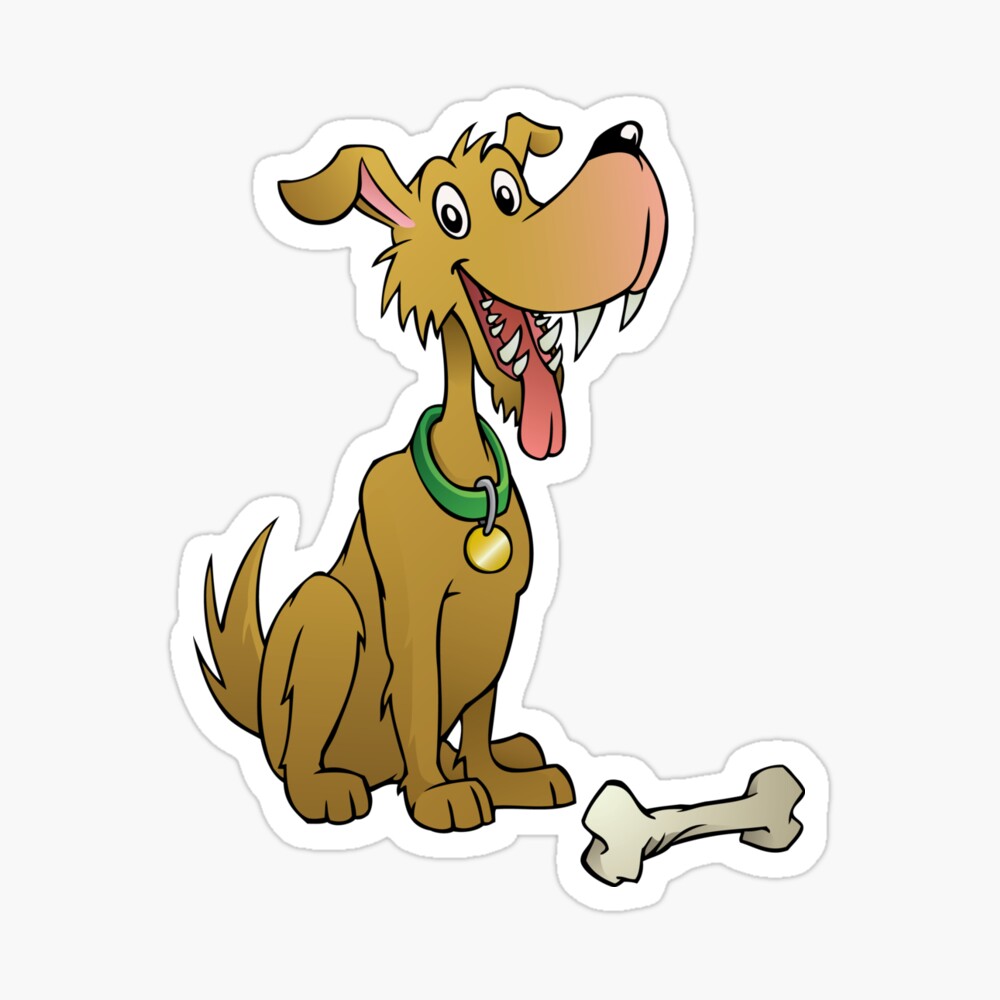 Cartoon dog with bone