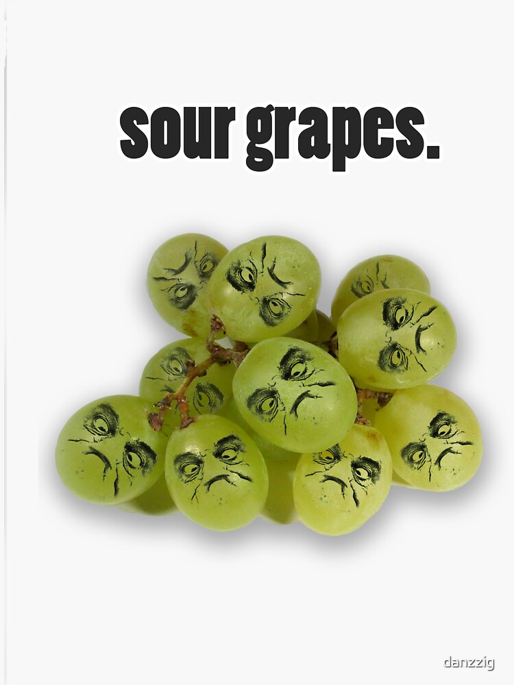 "sour grapes." Sticker for Sale by danzzig Redbubble