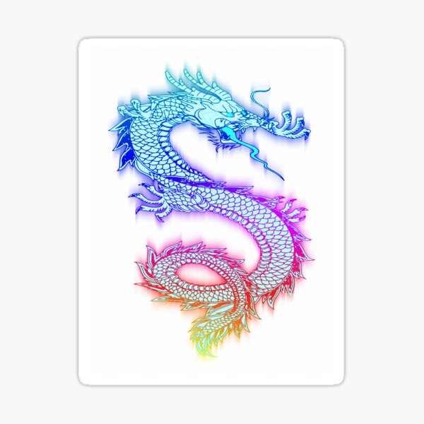 Blue Neon Dragon Stickers Redbubble - electro dragon tail roblox