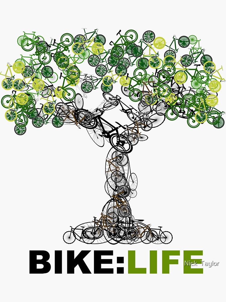 "BIKELIFE tree" Sticker by nickrolyat Redbubble