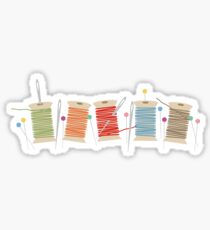 Colorful spools of thread pins needles sewing Sticker