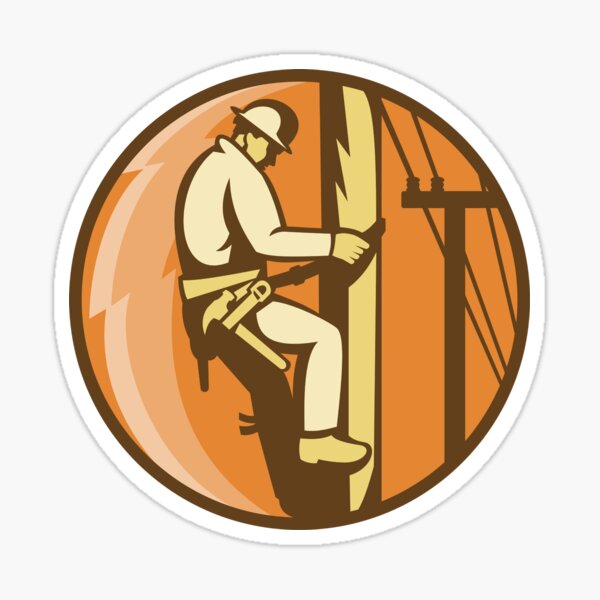 Item preview, Power Lineman Electrician Climbing Utility Post designed and sold by patrimonio.