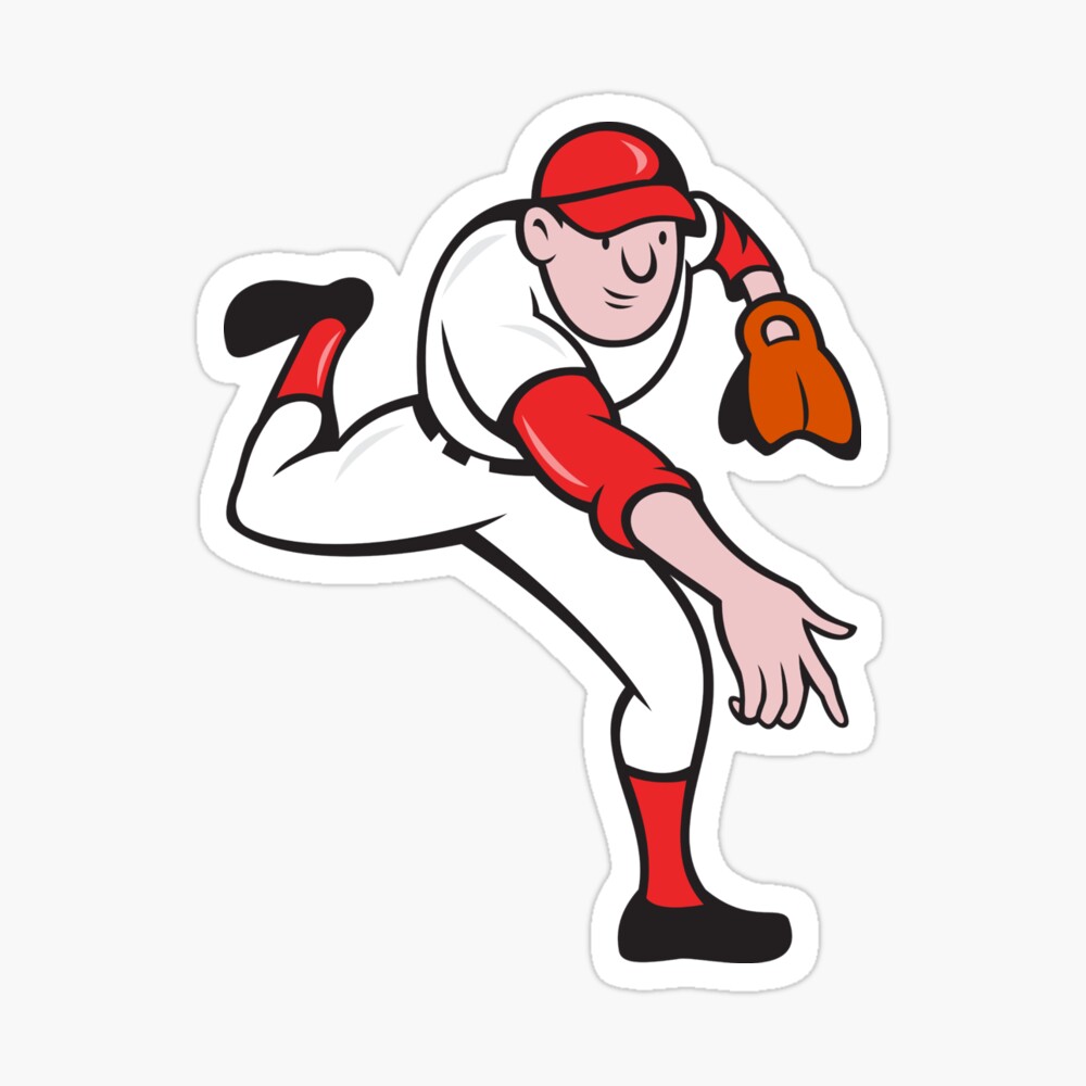 Baseball Player Pitcher Throwing Cartoon Sticker for Sale by patrimonio