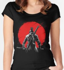 One-armed Wolf red sun 2 Fitted Scoop T-Shirt