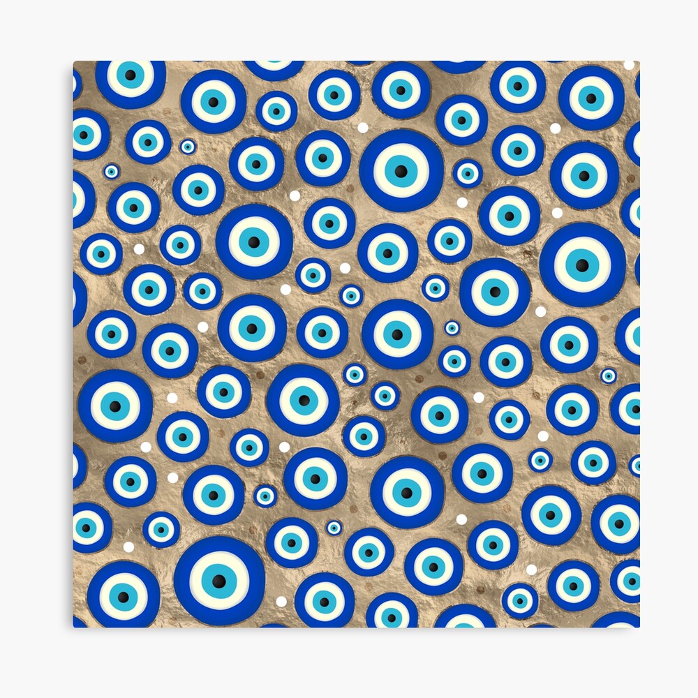 Greek Evil Eye pattern pastel gold background