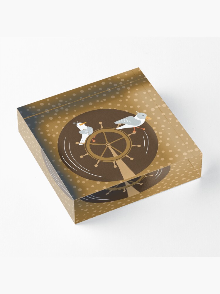 Alternate view of Funny seagulls changing sailor's course Acrylic Block