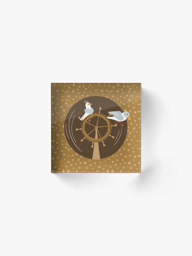 Alternate view of Funny seagulls changing sailor's course Acrylic Block