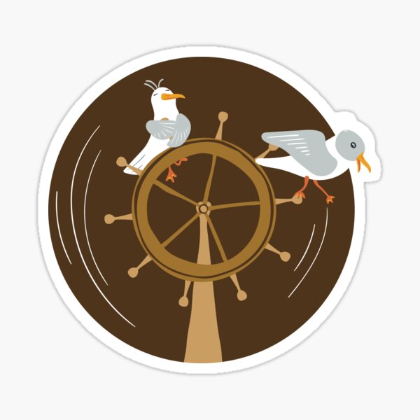 Funny seagulls changing sailor's course Sticker