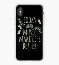 Vinilo o funda para iPhone los libros y la música mejoran la vida # 1