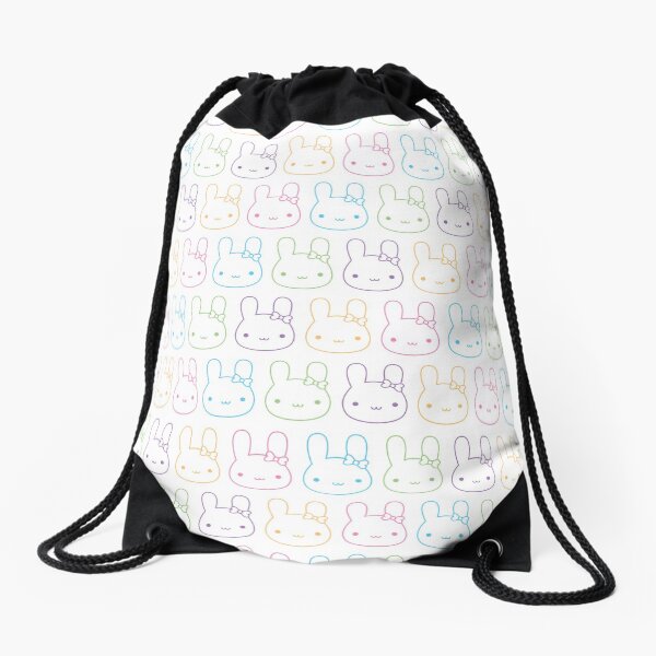 Kawaii Pastel Bunny Bows Drawstring Bag