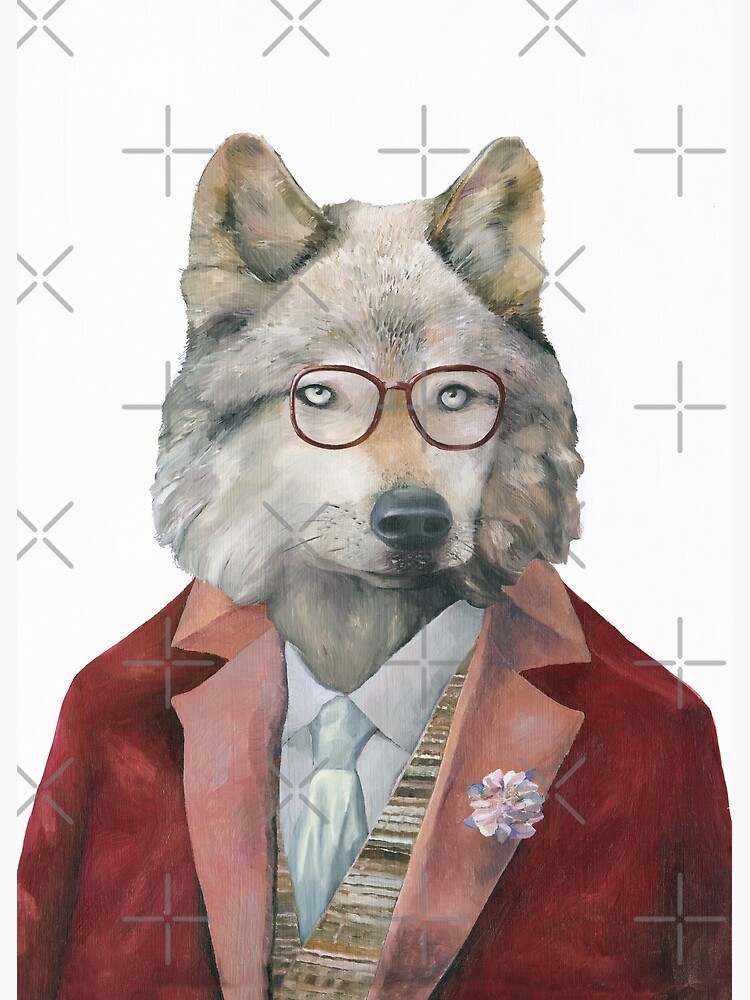 Wolf In Business Suit Head Wearing Human Clothes Funny Parody