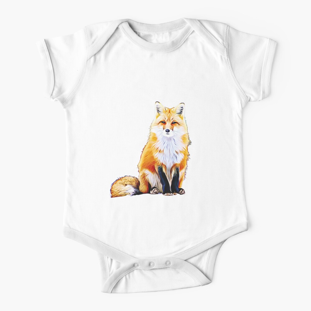 Body Para Bebe Acuarela De Zorro Naranja En Fondo Negro De Nthdesign Redbubble