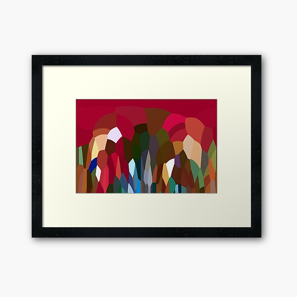 Abstract Digital Landscape Red Tones Framed Art Print