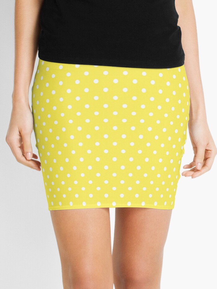 yellow and white polka dot skirt