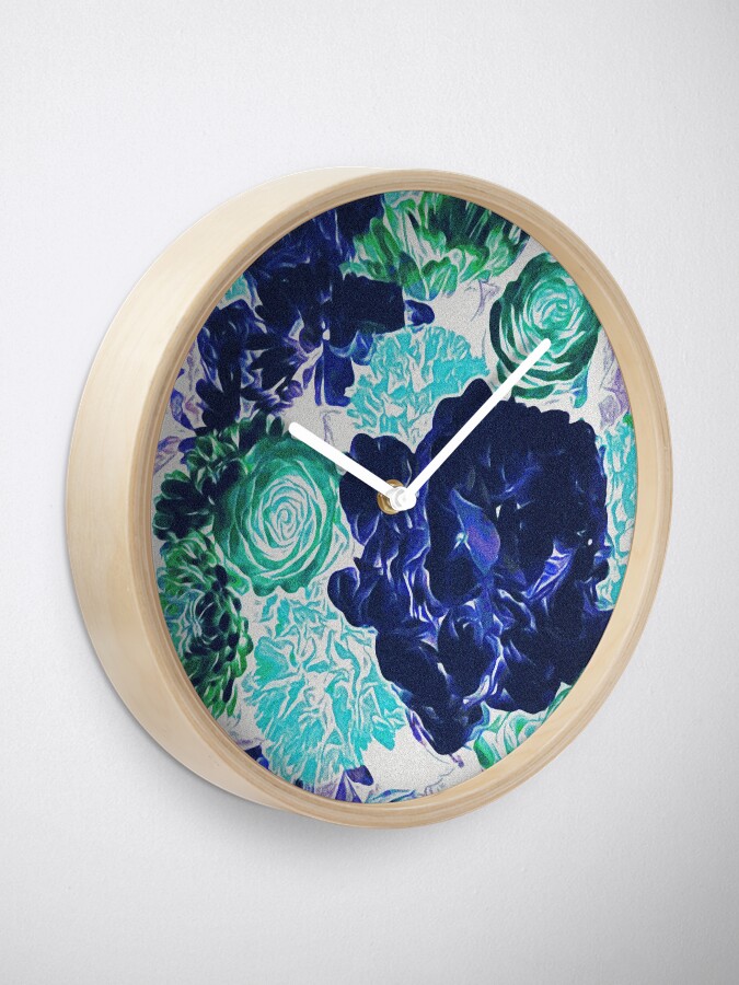 Alternate view of Bouquet in Blue - Floral Art - Flower Lovers Gift Clock