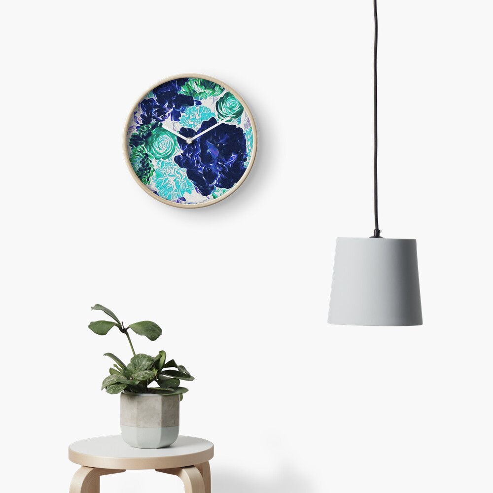 Bouquet in Blue - Floral Art - Flower Lovers Gift Clock