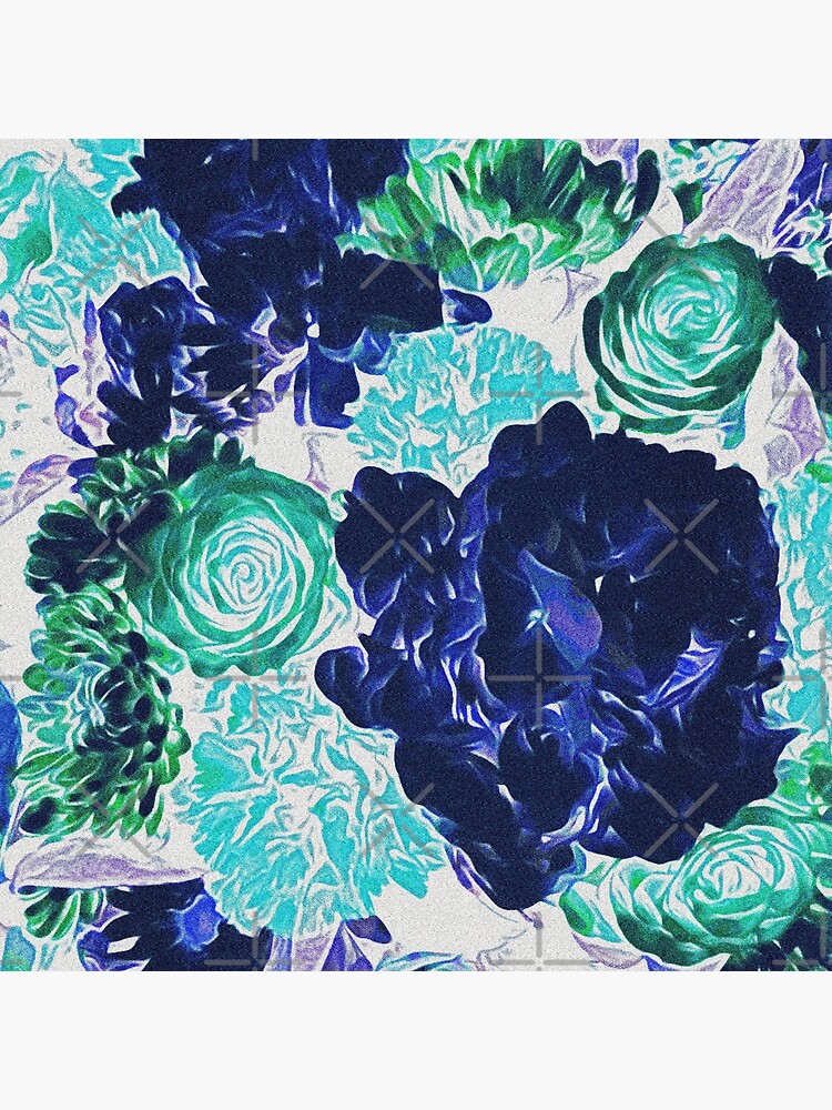 Bouquet in Blue - Floral Art - Flower Lovers Gift by OneDayArt