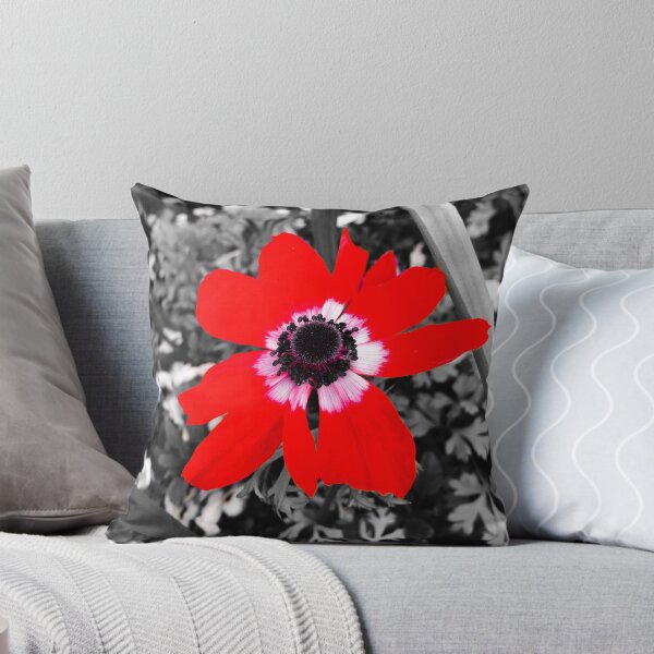 Red Spring Burst Flower Throw Pillow