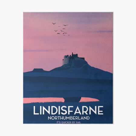 Lindisfarne Northumberland travel poster. Art Board Print