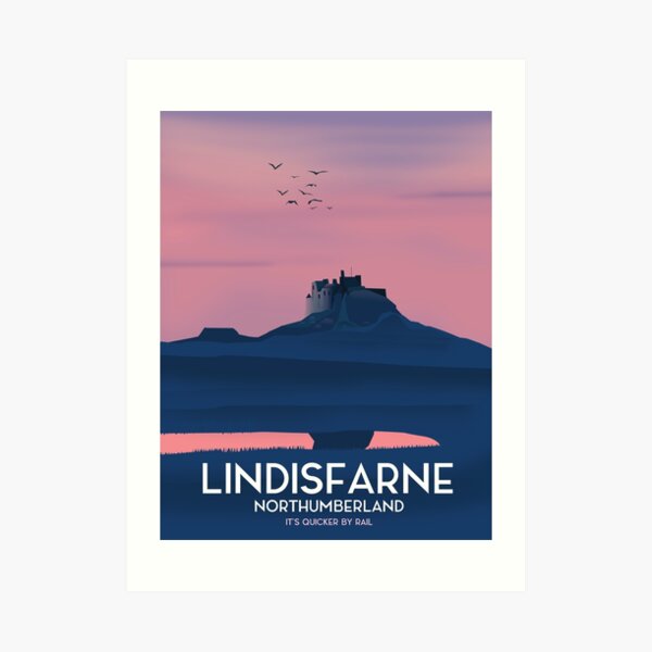 Lindisfarne Northumberland travel poster. Art Print